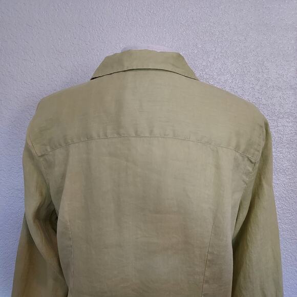 J. Jill Lime Green 100% Linen Long Sleeve Button Down Size M - Picture 10 of 13